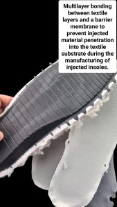 Bonding barrier membranes to technical textiles to prevent the penetration of injected materials through the textile